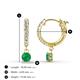 3 - Nita (4mm) Round Emerald and Diamond Dangle Huggie Hoop Earrings 