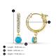3 - Nita (4mm) Round Turquoise and Diamond Dangle Huggie Hoop Earrings 