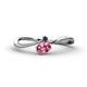 1 - Lucie Bold Oval Cut Pink Tourmaline and Round London Blue Topaz 2 Stone Promise Ring 