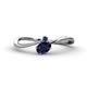 1 - Lucie Bold Oval Cut Blue Sapphire and Round London Blue Topaz 2 Stone Promise Ring 