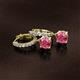 2 - Nita (6mm) Round Pink Tourmaline and Diamond Dangle Huggie Hoop Earrings 
