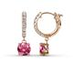 1 - Nita (6mm) Round Pink Tourmaline and Diamond Dangle Huggie Hoop Earrings 