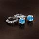 2 - Nita (6mm) Round Blue Topaz and Diamond Dangle Huggie Hoop Earrings 