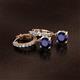 2 - Nita (6mm) Round Blue Sapphire and Diamond Dangle Huggie Hoop Earrings 