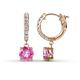 1 - Nita (6mm) Round Pink Sapphire and Diamond Dangle Huggie Hoop Earrings 