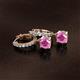 2 - Nita (6mm) Round Pink Sapphire and Diamond Dangle Huggie Hoop Earrings 