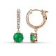 1 - Nita (6mm) Round Emerald and Diamond Dangle Huggie Hoop Earrings 