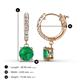 3 - Nita (6mm) Round Emerald and Diamond Dangle Huggie Hoop Earrings 