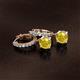 2 - Nita (6mm) Round Yellow Sapphire and Diamond Dangle Huggie Hoop Earrings 