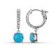 1 - Nita (6mm) Round Turquoise and Diamond Dangle Huggie Hoop Earrings 