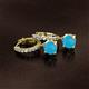 2 - Nita (6mm) Round Turquoise and Diamond Dangle Huggie Hoop Earrings 