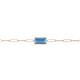 3 - Aniya 10x5 mm Baguette Cut Blue Topaz Solitaire Paperclip Chain Bracelet 