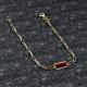 2 - Aniya 10x5 mm Baguette Cut Red Garnet Solitaire Paperclip Chain Bracelet 
