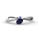 1 - Lucie Bold Oval Cut Blue Sapphire and Round Tanzanite 2 Stone Promise Ring 