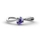 1 - Lucie Bold Oval Cut Iolite and Round Tanzanite 2 Stone Promise Ring 