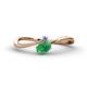 1 - Lucie Bold Oval Cut Emerald and Round Tanzanite 2 Stone Promise Ring 