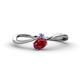 1 - Lucie Bold Oval Cut Ruby and Round Tanzanite 2 Stone Promise Ring 