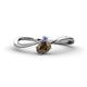 1 - Lucie Bold Oval Cut Smoky Quartz and Round Tanzanite 2 Stone Promise Ring 
