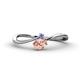 1 - Lucie Bold Oval Cut Morganite and Round Tanzanite 2 Stone Promise Ring 