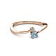 2 - Lucie 4.10 mm Bold Round Aquamarine and Diamond 2 Stone Promise Ring 