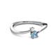 2 - Lucie 4.10 mm Bold Round White Sapphire and Aquamarine 2 Stone Promise Ring 