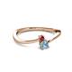 2 - Lucie 4.10 mm Bold Round Ruby and Aquamarine 2 Stone Promise Ring 