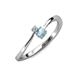 3 - Lucie 4.10 mm Bold Round Aquamarine and Diamond 2 Stone Promise Ring 