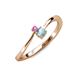 3 - Lucie 4.10 mm Bold Round Pink Sapphire and Aquamarine 2 Stone Promise Ring 