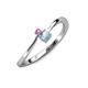 3 - Lucie 4.10 mm Bold Round Pink Sapphire and Aquamarine 2 Stone Promise Ring 