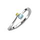 3 - Lucie 4.10 mm Bold Round Yellow Sapphire and Aquamarine 2 Stone Promise Ring 
