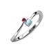 3 - Lucie 4.10 mm Bold Round Ruby and Aquamarine 2 Stone Promise Ring 