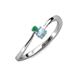 3 - Lucie 4.10 mm Bold Round Emerald and Aquamarine 2 Stone Promise Ring 