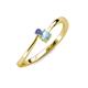 3 - Lucie 4.10 mm Bold Round Tanzanite and Aquamarine 2 Stone Promise Ring 