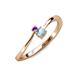 3 - Lucie 4.10 mm Bold Round Amethyst and Aquamarine 2 Stone Promise Ring 