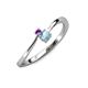 3 - Lucie 4.10 mm Bold Round Amethyst and Aquamarine 2 Stone Promise Ring 