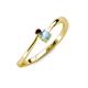 3 - Lucie 4.10 mm Bold Round Red Garnet and Aquamarine 2 Stone Promise Ring 
