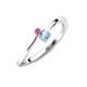 3 - Lucie 4.10 mm Bold Round Pink Tourmaline and Aquamarine 2 Stone Promise Ring 