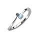 3 - Lucie 4.10 mm Bold Round Black Diamond and Aquamarine 2 Stone Promise Ring 