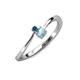 3 - Lucie 4.10 mm Bold Round Blue Diamond and Aquamarine 2 Stone Promise Ring 