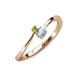 3 - Lucie 4.10 mm Bold Round Yellow Diamond and Aquamarine 2 Stone Promise Ring 