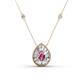1 - Viola Iris 0.59 ctw Pear Cut Pink Tourmaline and Baguette Diamond Milgrain Halo Pendant Necklace with Diamond Stations 