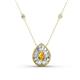 1 - Viola Iris 0.56 ctw Pear Cut Citrine and Baguette Diamond Milgrain Halo Pendant Necklace with Diamond Stations 