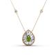1 - Viola Iris 0.59 ctw Pear Cut Peridot and Baguette Diamond Milgrain Halo Pendant Necklace with Diamond Stations 