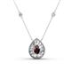 1 - Viola Iris 0.64 ctw Pear Cut Red Garnet and Baguette Diamond Milgrain Halo Pendant Necklace with Diamond Stations 