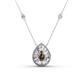 1 - Viola Iris 0.54 ctw Pear Cut Smoky Quartz and Baguette Diamond Milgrain Halo Pendant Necklace with Diamond Stations 