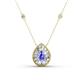 1 - Viola Iris 0.59 ctw Pear Cut Tanzanite and Baguette Diamond Milgrain Halo Pendant Necklace with Diamond Stations 