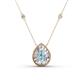 1 - Viola Iris 0.54 ctw Pear Cut Aquamarine and Baguette Diamond Milgrain Halo Pendant Necklace with Diamond Stations 