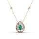 1 - Viola Iris 0.54 ctw Pear Cut Emerald and Baguette Diamond Milgrain Halo Pendant Necklace with Diamond Stations 