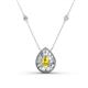 1 - Viola Iris 0.64 ctw Pear Cut Yellow Sapphire and Baguette Diamond Milgrain Halo Pendant Necklace with Diamond Stations 