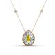 1 - Viola Iris 0.64 ctw Pear Cut Yellow Sapphire and Baguette Diamond Milgrain Halo Pendant Necklace with Diamond Stations 